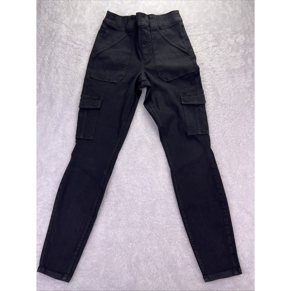 Spanx Twill Ankle Cargo Pants Womens Medium Gray Pull-On Stretch Skinny (26x28)‎